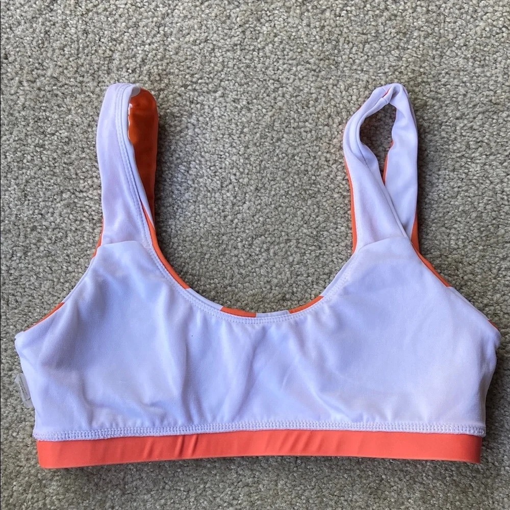 🪷Orange and White Striped Bikini Top Medium - Picture 3 of 5